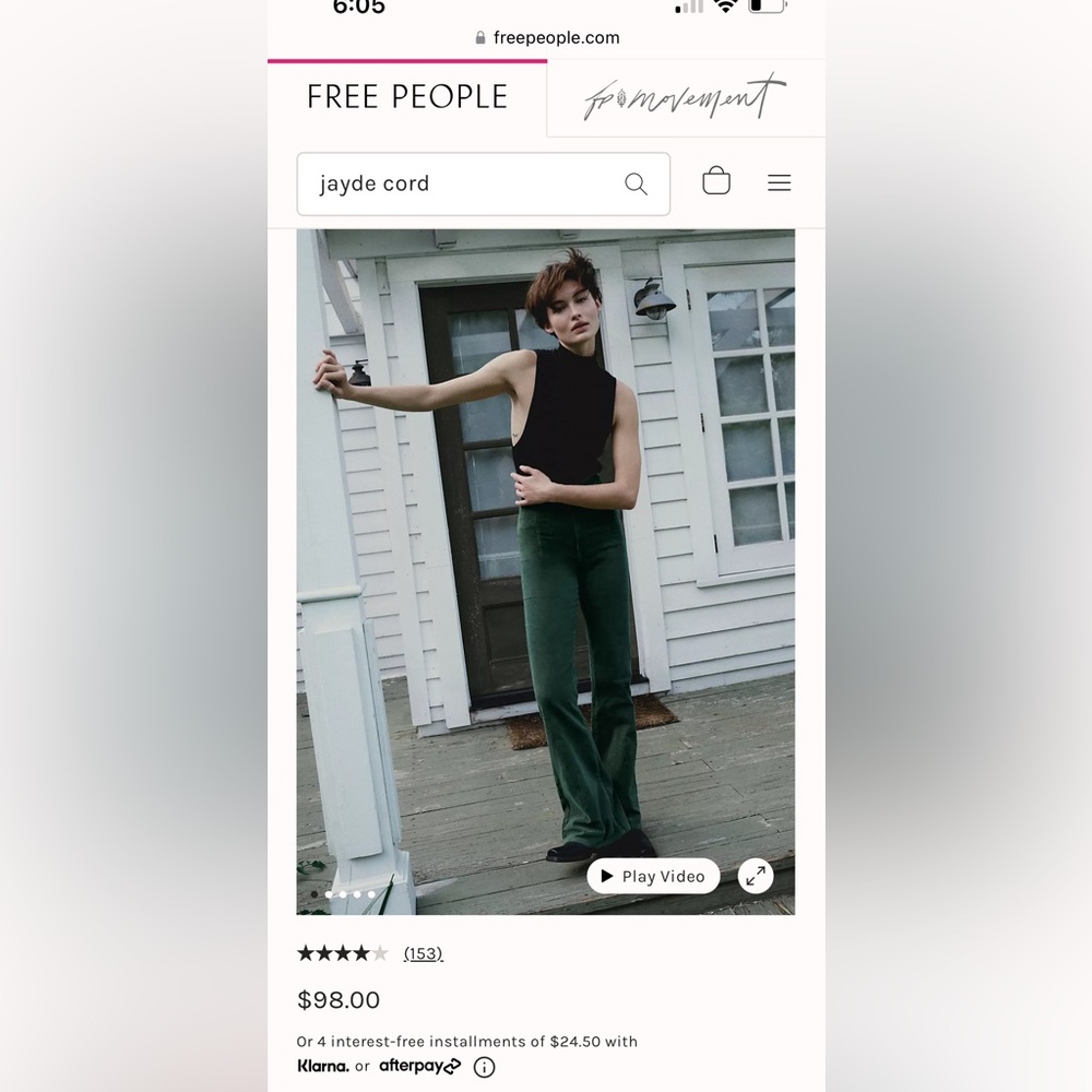 Free People Jayde Cord High Waisted Pants Size 29